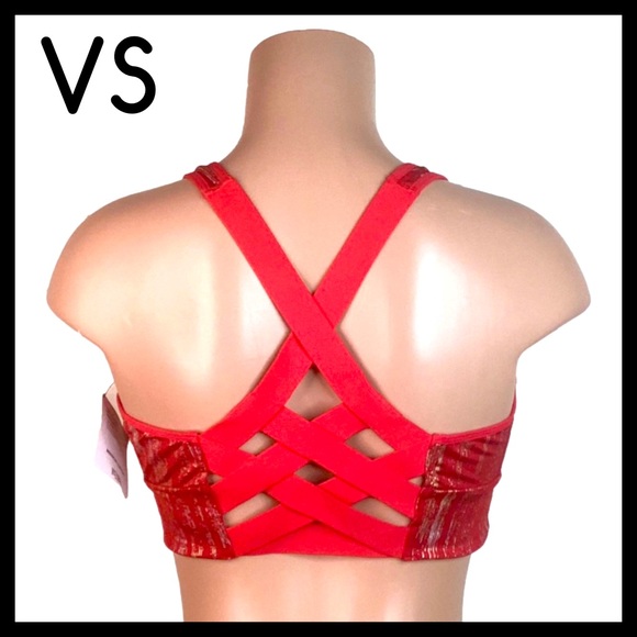 Victoria's Secret Other - VICTORY’S SECRET The Player Crisis Cross Back Sports Bra Red & Gold
